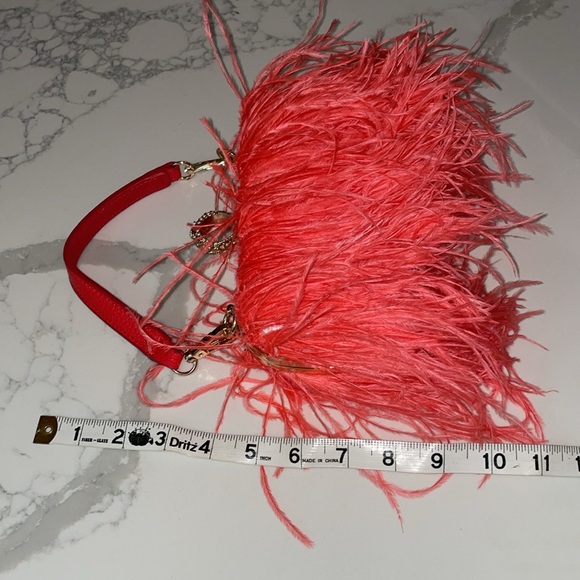 Ostrich Feather Clutch Purse Pink Coral Bag Evening Purse Wedding Dust Bag - Picture 6 of 15